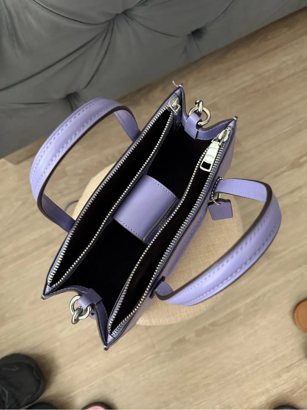 Coach Lavender Leather Mini Satchel with Crossbody Strap